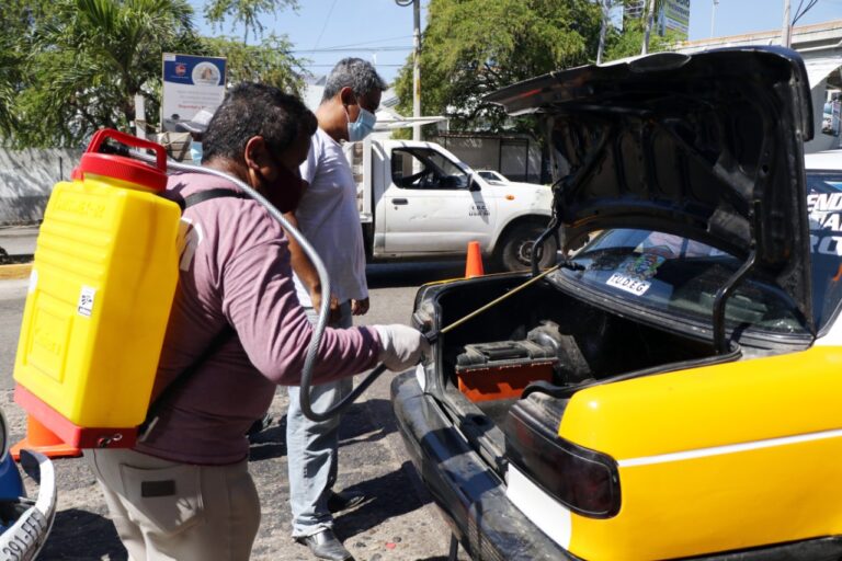 Intensifican brigadas de desinfección en unidades del transporte público