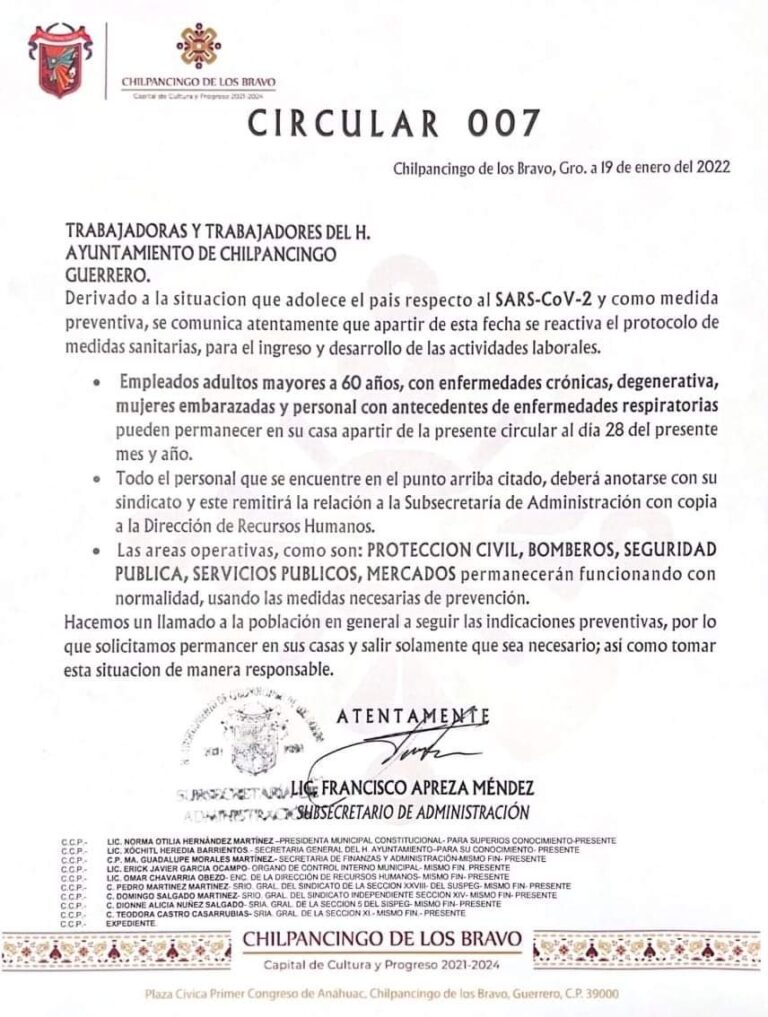 Importante anuncio para la base trabajadora del H. Ayuntamiento de Chilpancingo