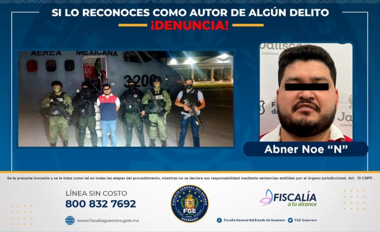 Fiscalía de Guerrero y Jalisco, SEDENA, CONASE y Guardia Nacional, capturan a Abner Noé «N», como principal operador delictivo en Acapulco