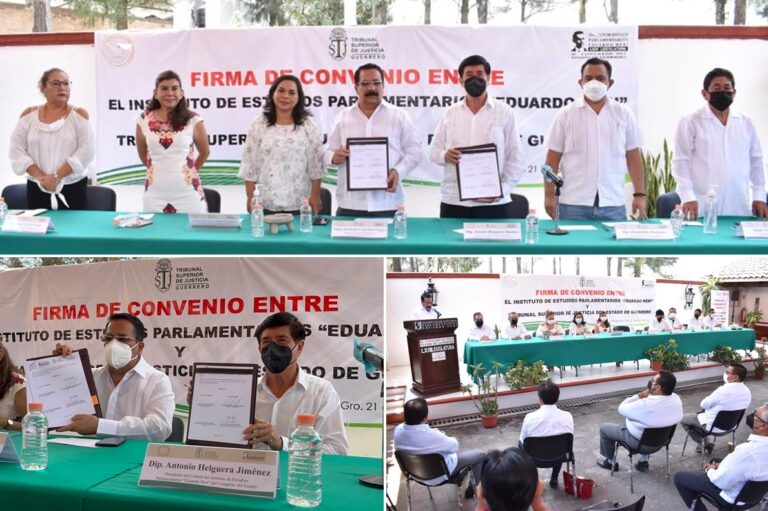 FIRMAN CONVENIO DE COLABORACIÓN EL INSTITUTO DE ESTUDIOS PARLAMENTARIOS DEL CONGRESO Y EL TRIBUNAL SUPERIOR DE JUSTICIA