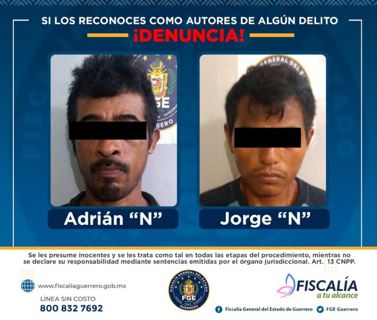 FGE inicia carpeta de investigación en contra de Jorge «N» y Adrián “N» por el delito contra la salud en el Puerto de Acapulco
