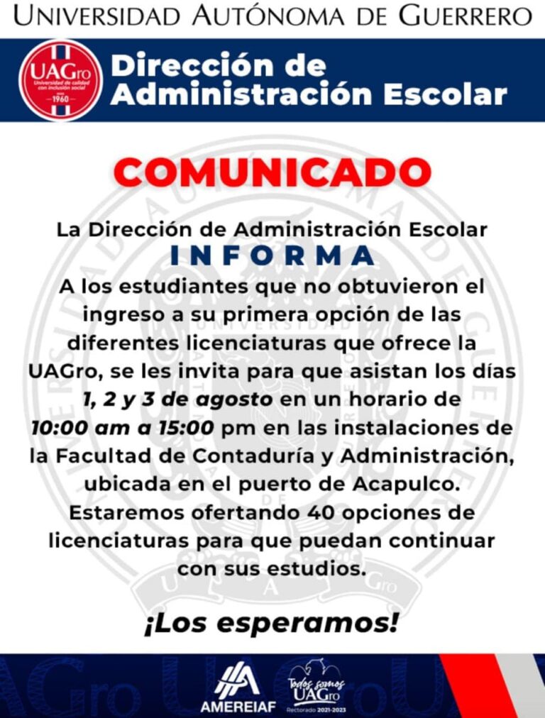 Publica hoy la UAGro lista de estudiantes que aprobaron examen de admisión en escuelas preparatorias y facultades de Nivel Superior