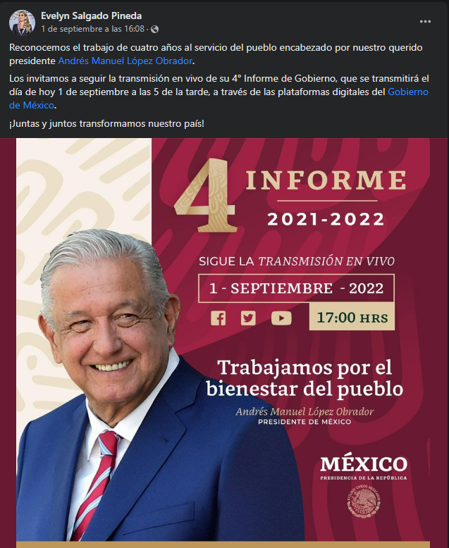 Reconoce la gobernadora Evelyn Salgado el trabajo y el servicio al pueblo del presidente, Andrés Manuel López Obrador