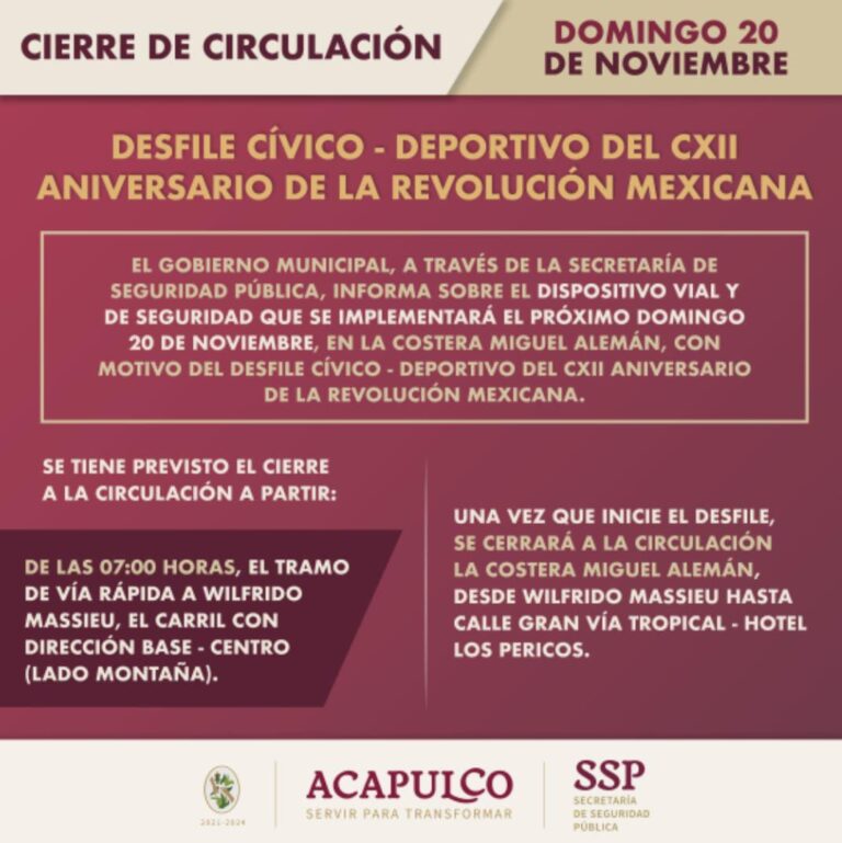 Implementará SSP dispositivo vial y de seguridad por desfile conmemorativo al CXII Aniversario de la Revolución Mexicana