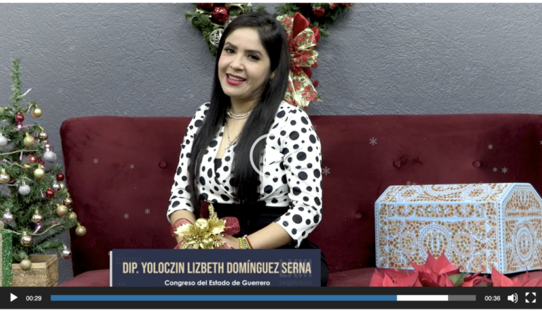 LA PRESIDENTA DE LA JUNTA DE COORDINACIÓN POLÍTICA EN EL CONGRESO DE GUERRERO, YOLOCZIN LIZBETH DOMÍNGUEZ SERNA, TE DESEA UNA FELIZ NAVIDAD Y UN PRÓSPERO AÑO NUEVO.