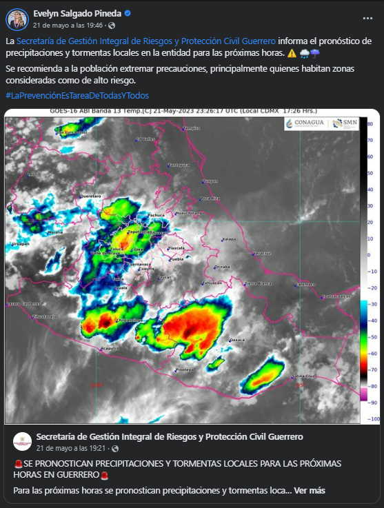 Se recomienda a la población extremar precauciones, principalmente quienes habitan zonas consideradas como de alto riesgo: Evelyn Salgado