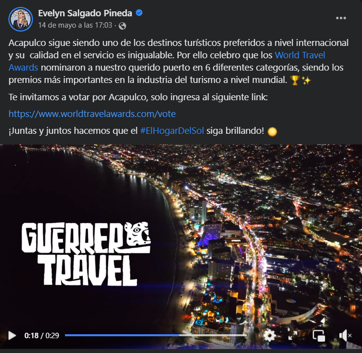 Acapulco sigue siendo uno de los destinos turísticos preferidos a nivel internacional: Evelyn Salgado