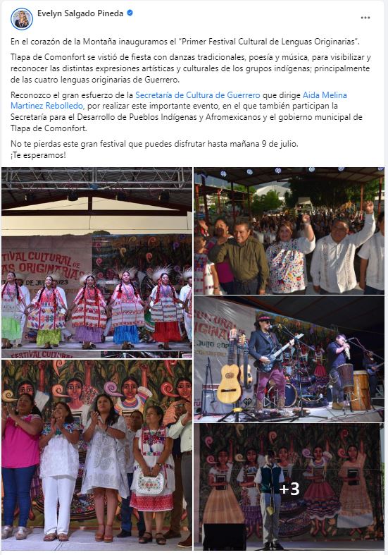 Reconozco el gran esfuerzo de la Secretaría de Cultura de Guerrero que dirige Aida Melina Martinez Rebolledo, por realizar este importante evento: Evelyn Salgado