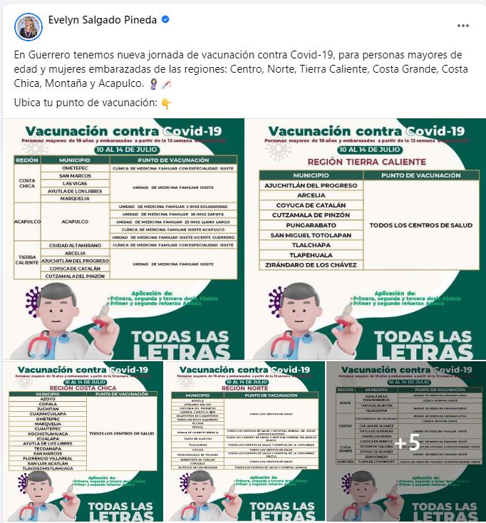 Anuncia la gobernadora Evelyn Salgado jornada de vacunación contra covid 19