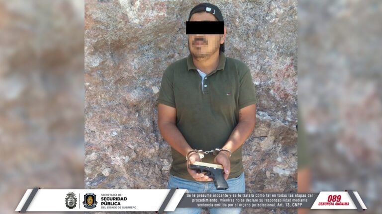 DETIENE POLICÍA ESTATAL UNA PERSONA CON ARMA DE FUEGO EN EL MUNICIPIO DE CHILPANCINGO