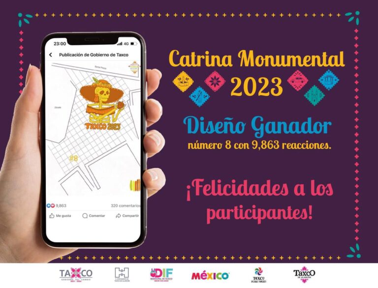 EL DISEÑO DE LA CATRINA NÚMERO “8”, DE QUINCE PARTICIPANTES, ES LA QUE OBTUVO MAYOR VOTACIÓN Y ES GANADORA DEL CONCURSO DE CATRINAS