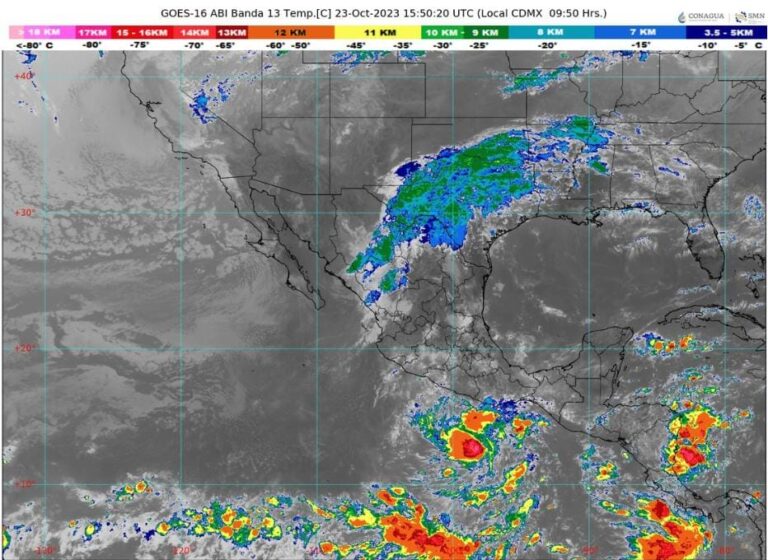 Informa Gobierno de Abelina López Rodríguez que la tormenta tropical «Otis» se ubica 640 kilómetros de Acapulco