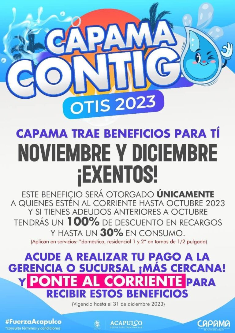 Ofrece Gobierno de Abelina López Rodríguez descuentos en recargos y pagos exentos en CAPAMA