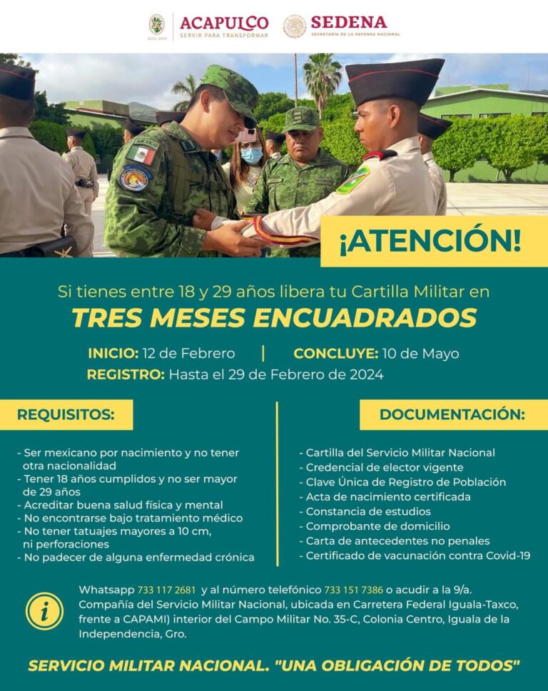 Convoca Gobierno de Acapulco a encuadramiento para liberación de Servicio Militar Nacional