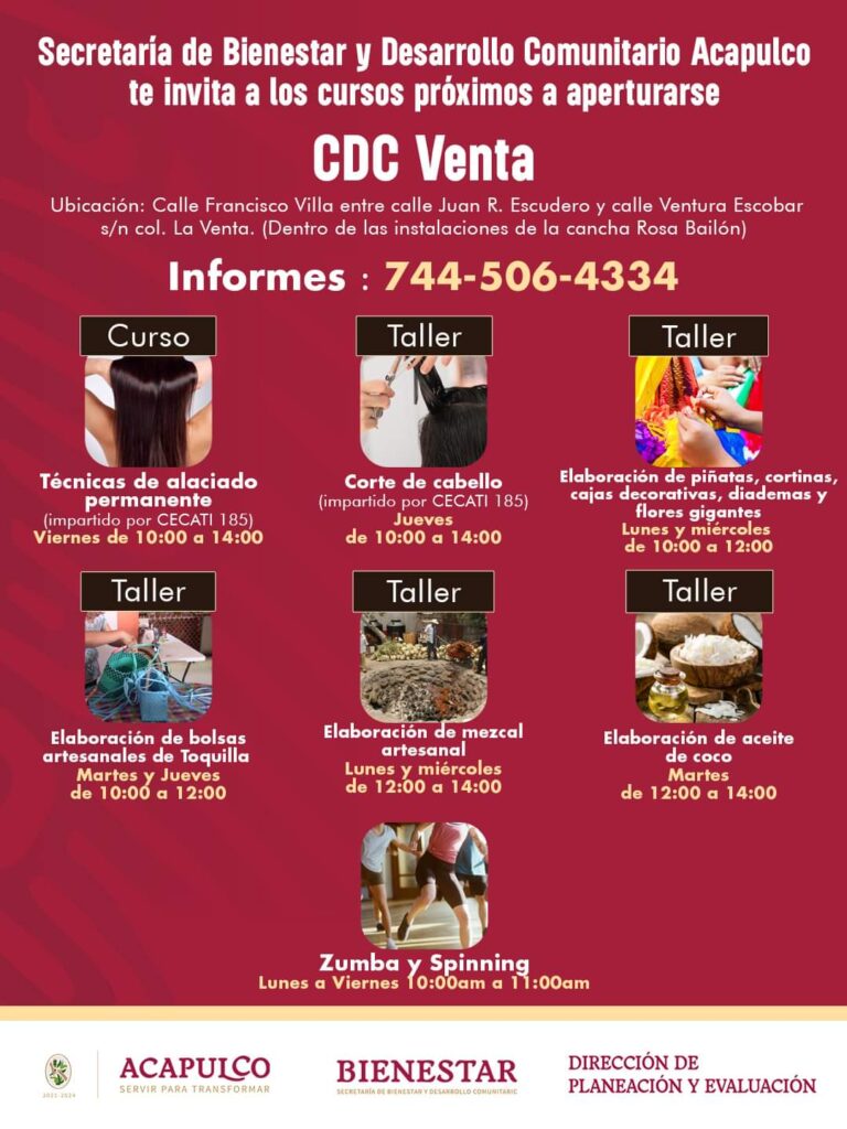 Invita Gobierno de Acapulco a participar en cursos y talleres en Centro de Desarrollo Comunitario