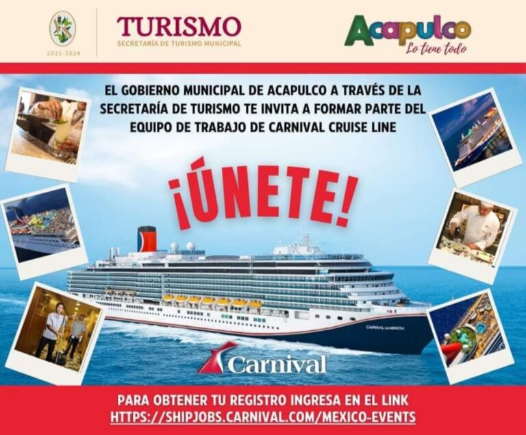 Invita Gobierno de Acapulco a ciudadanos a sumarse al equipo de Carnival Cruise Line