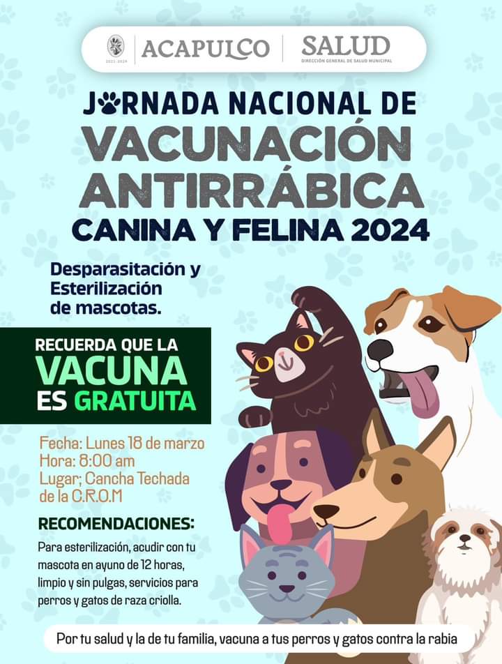 Convoca Gobierno de Acapulco a participar en “Jornada de vacunación y esterilización”