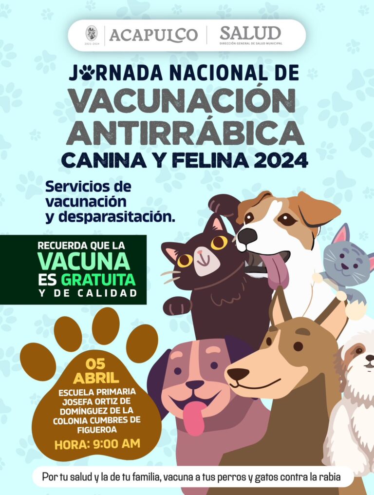 Continúa Gobierno de Acapulco con Jornada de Vacunación Antirrábica Canina y Felina 2024