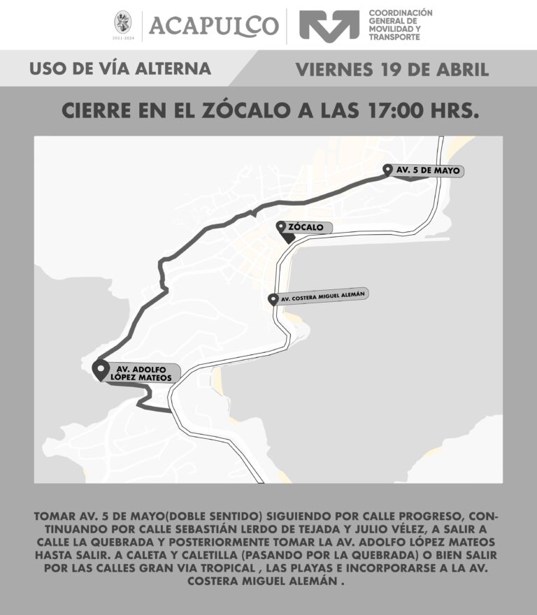 Implementará Gobierno de Acapulco dispositivo por cierre de la Costera Miguel Alemán