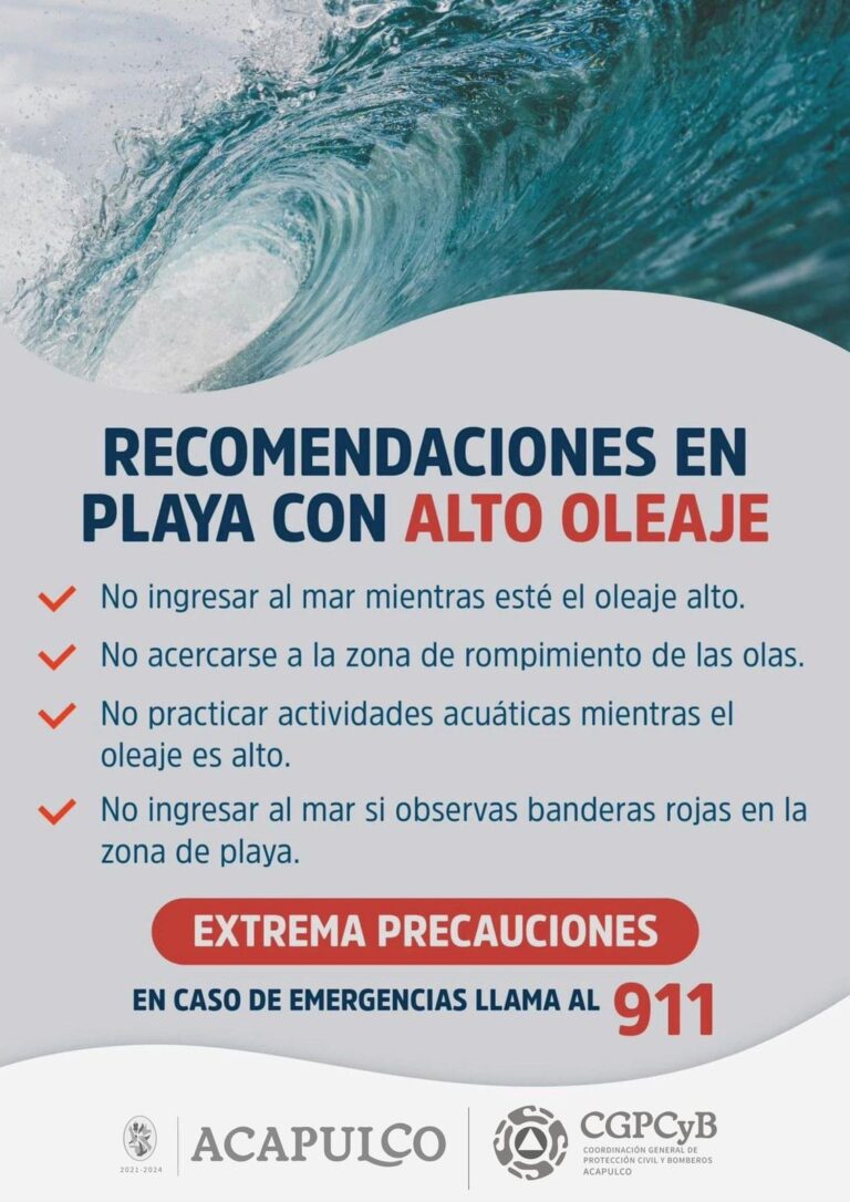 Se mantendrá fuerte oleaje en las playas de Acapulco