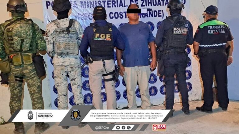 DETIENE LA SSP GUERRERO EN ACCIONES CONJUNTAS A UNA PERSONA EN EL MUNICIPIO DE ZIHUATANEJO