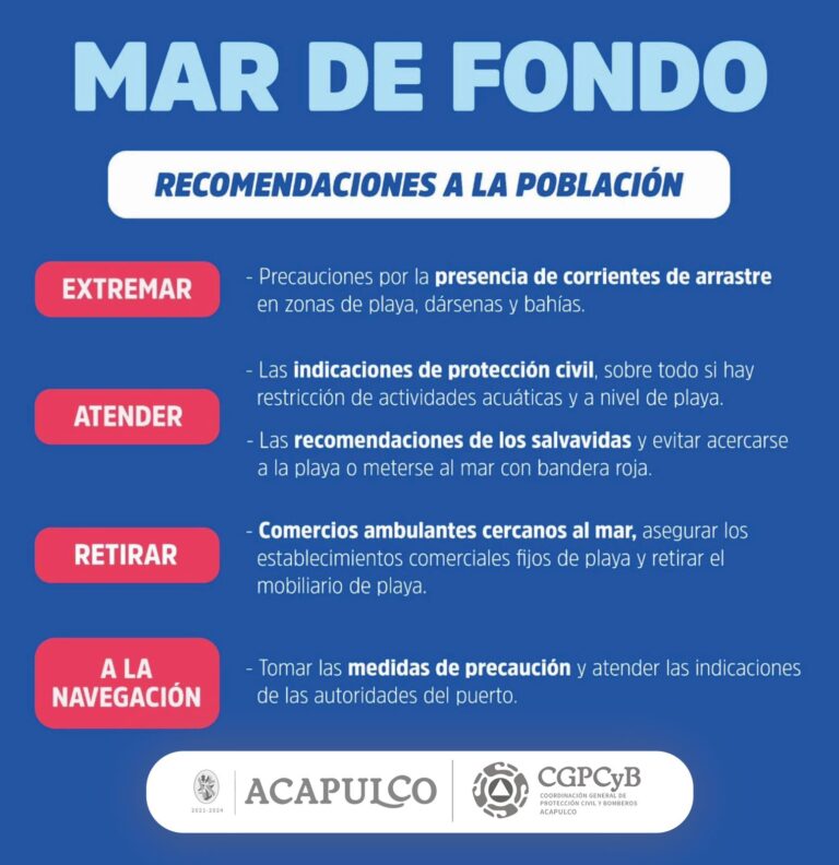 El Gobierno Municipal emite recomendaciones por evento de Mar de Fondo