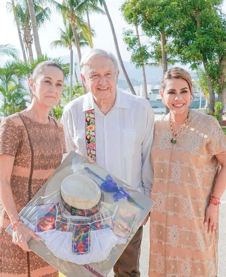 Evelyn Salgado recibe a AMLO y Claudia Sheinbaum en Acapulco