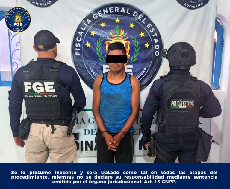 FGE Guerrero detiene a presunto feminicida de policía municipal en Alcozauca