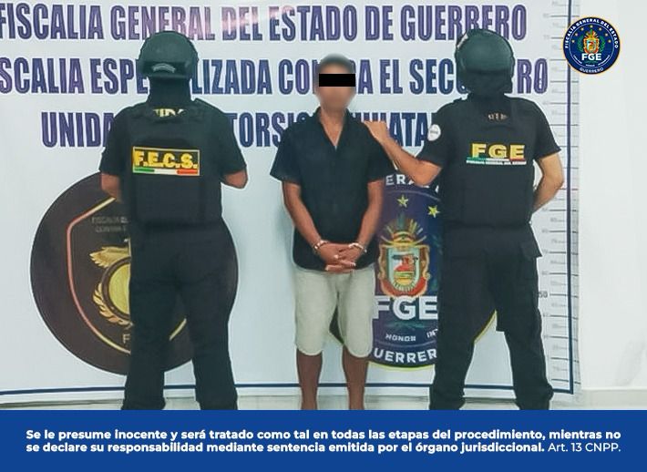 FGEGuerrero en acciones conjuntas con la DEFENSA, GN y SSyPC y SSP Estatal lograron la captura de Ismael “N” en Zihuatanejo.