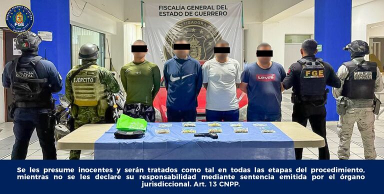 FGEGuerrero, DEFENSA, GN, SSyPC y SSP Estatal detienen a cuatro hombres y un adolescente en Acapulco