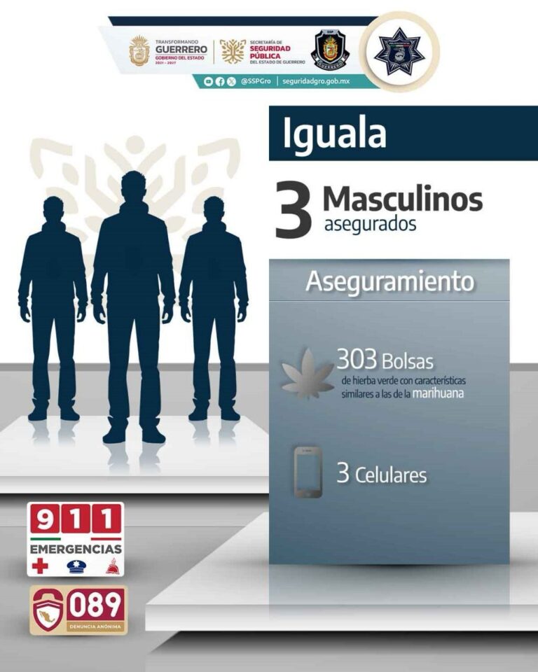 Detienen a tres individuos, se presume que portaban droga