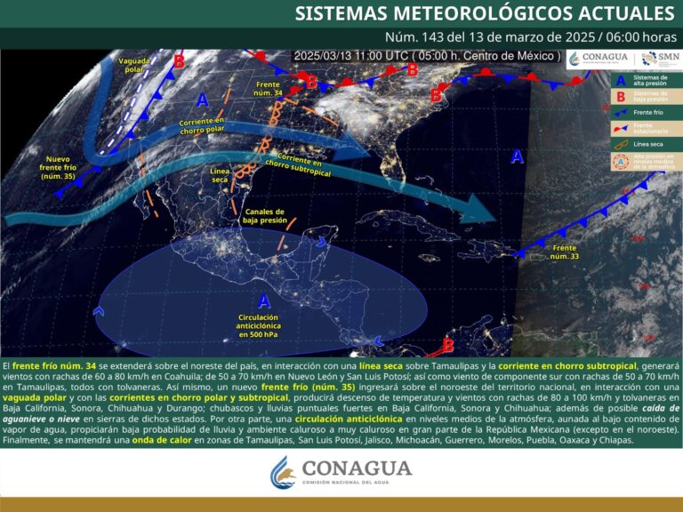 Boletín Meteorológico Para las Próximas 12 Horas. Jueves 13 de Marzo de 2025