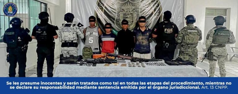 Tras los hechos violentos en Mozimba autoridades detienen a 4 hombres en Acapulco; les aseguraron armas, vehículos y droga