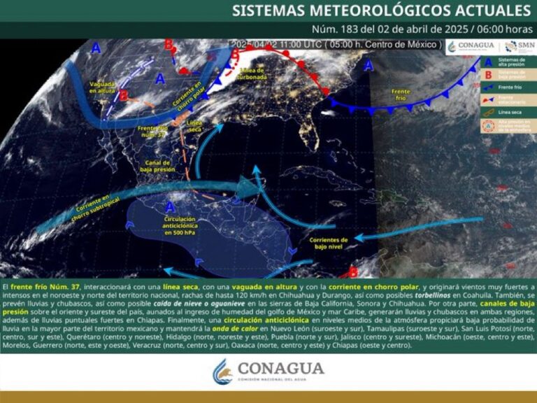 Clima para hoy Miércoles 02 de Abril de 2025