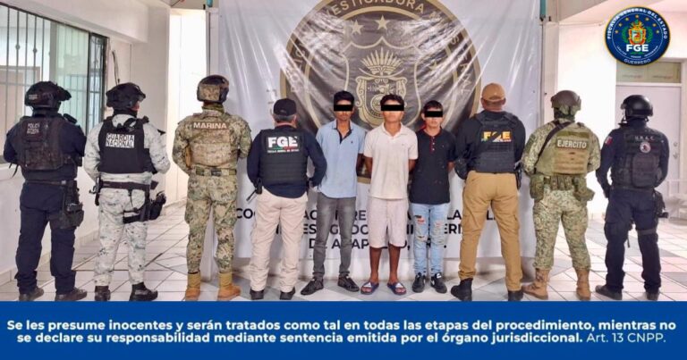 FGEGuerrero cumplimenta orden de aprehensión contra tres hombres por homicidio calificado en la colonia La Mira