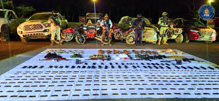 FGEGuerrero, Defensa, GN, SSyPC y SSPGro, aseguran armas, drogas y vehículos en operativo interinstitucional en la region centro
