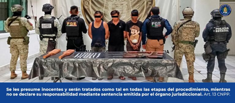 FGEGuerrero detiene en flagrancia a tres hombres; asegura armas y droga en Acapulco