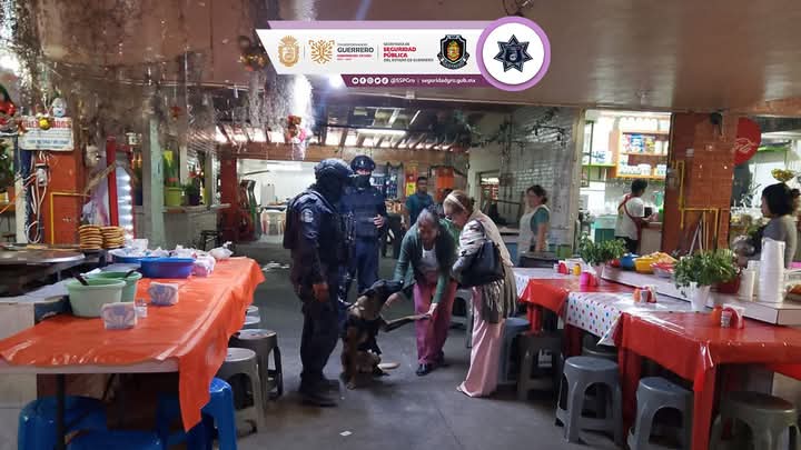 Realizan rondines Policía Estatal en Mercado Baltazar R. Leyva Mancilla de Chilpancingo
