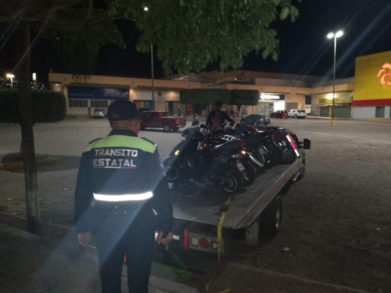 Tránsito estatal remite 10 motocicletas al corralón mediante el operativo «Casco Seguro»