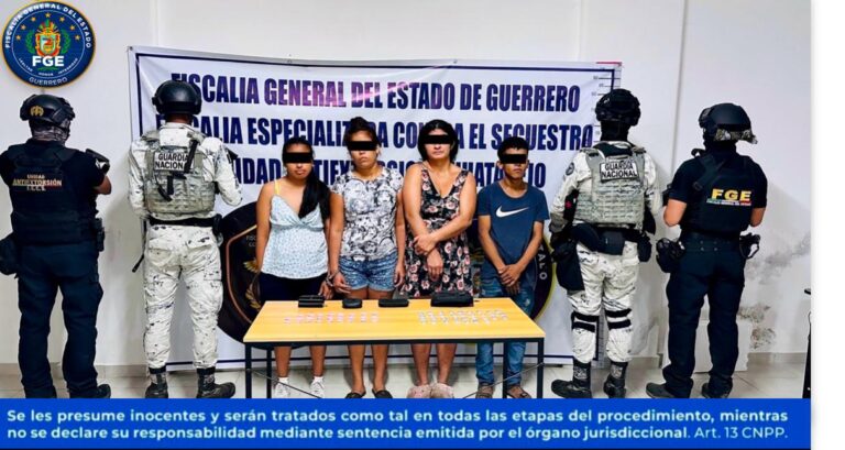 La FGEGuerrero detiene en flagrancia a cuatro personas y asegura presunta droga en Zihuatanejo