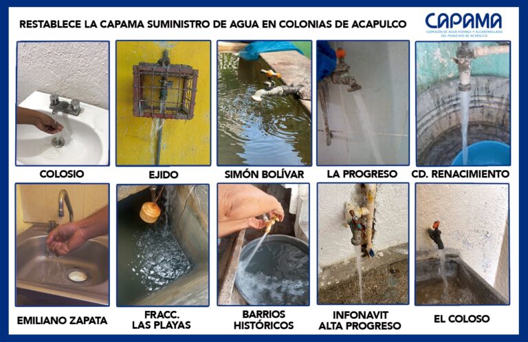 Restablece la CAPAMA el servicio de agua potable en diversas colonias de Acapulco