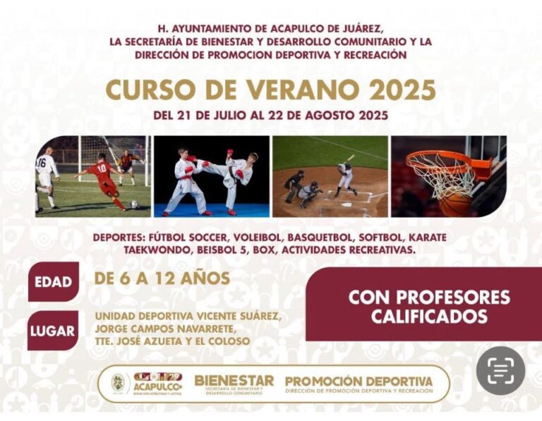 Convoca Gobierno de Abelina López Rodríguez a cursos de verano en unidades deportivas