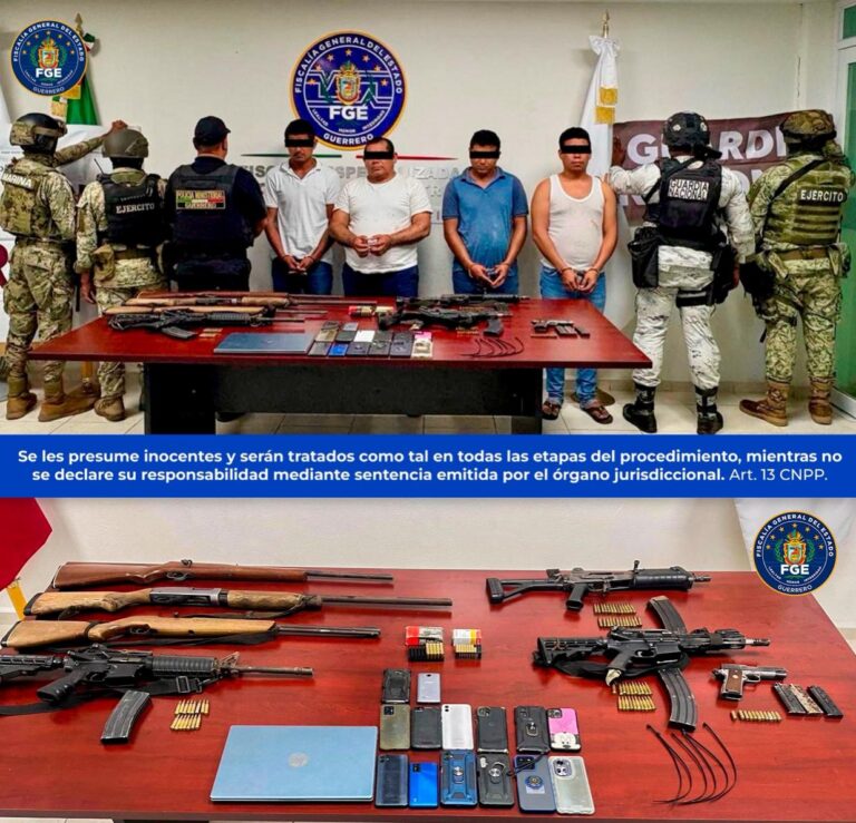 FGE Guerrero ejecuta cateo en Coyuca de Benítez; hay cuatro detenidos