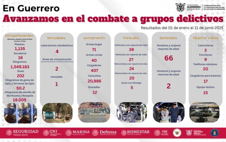 Guerrero avanza en el combate a grupos delictivos gracias a acciones conjuntas