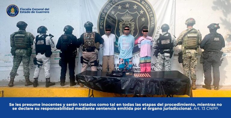 FGEGuerrero detiene a tres personas en flagrancia en el municipio de Acapulco