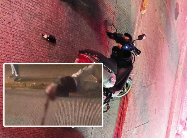 Motociclista resulta lesionado tras derrapar en la avenida Cuauhtémoc