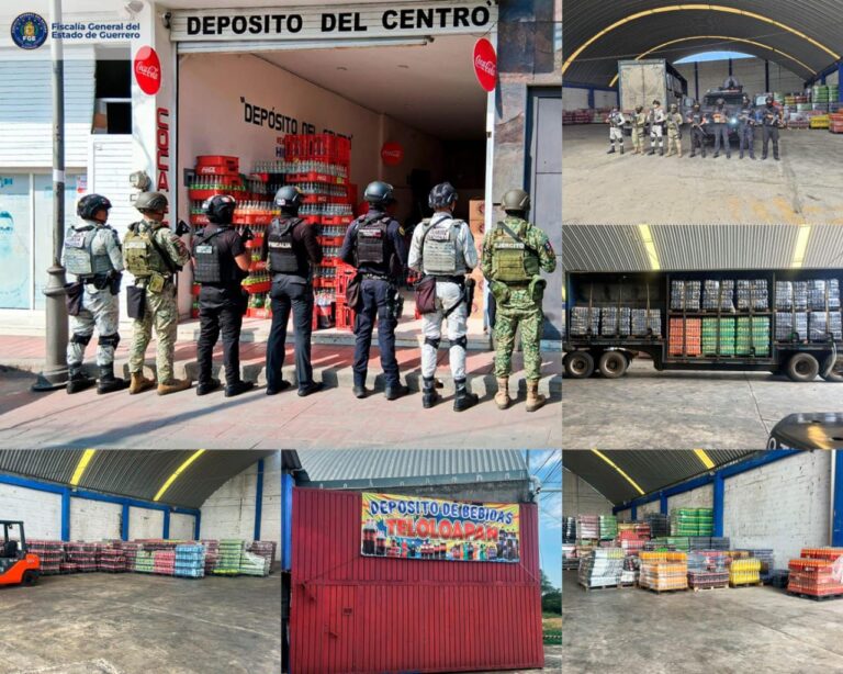 FGE Guerrero ejecuta orden de cateo, logrando asegurar en dos inmuebles, el acaparamiento de productos de bebidas de diversas marcas en Teloloapan