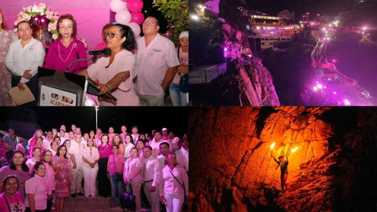 Ilumina Abelina López La Quebrada en homenaje a la lucha contra el cáncer de mama
