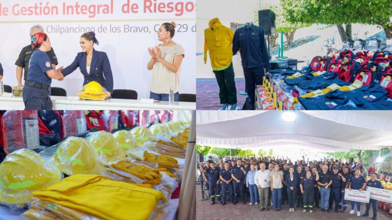 Evelyn Salgado entrega 3 mil piezas de equipo y uniformes a brigadistas de Protección Civil y Bomberos de Guerrero