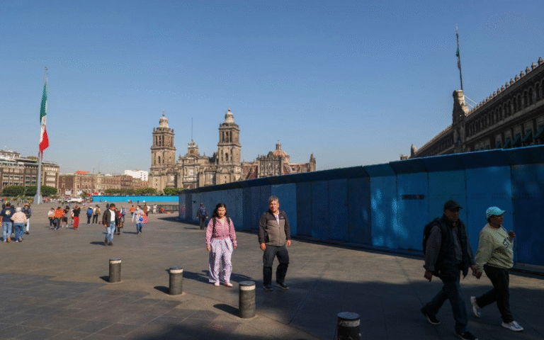 Refuerzan vallas con bloques de concreto de Palacio Nacional ante marcha feminista